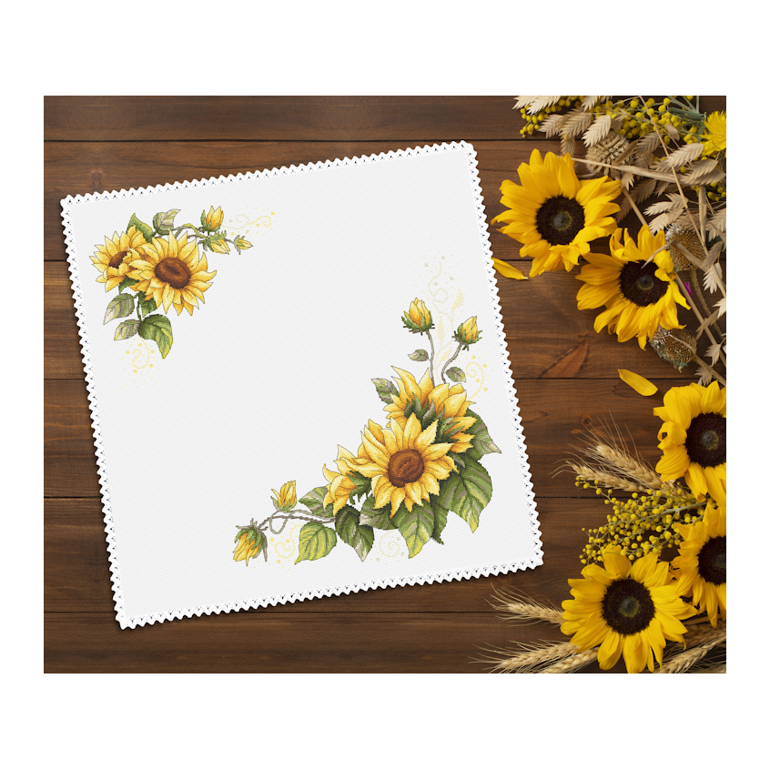 Cross stitch pattern for a phone - Vintage sunflower napkin