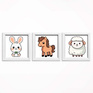 0110-10X10X3B Set of pictures - Little animals II - 3 pcs 12x12 cm