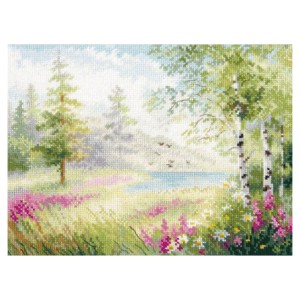 ALI 3-34 Cross stitch kit - Blue lake. Silence