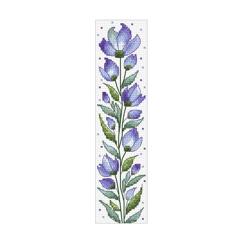 Cross stitch pattern for a phone - Bookmark - Purple flowers