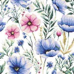 ZN 10915 Stickpackung vorgedruckt - Wiederholbares Muster - Blumen I
