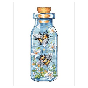 Z 10907 Cross stitch kit - Bumblebees in a bottle