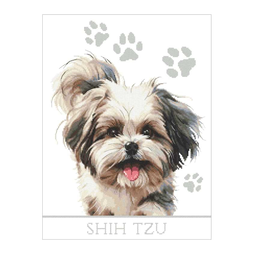 Kreuzstichmuster für Smartphone - Hund - Shih Tzu
