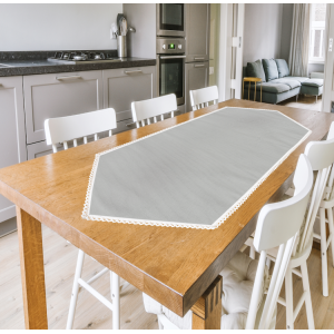 999-12 Runner Aida with lace 45x110 cm gray