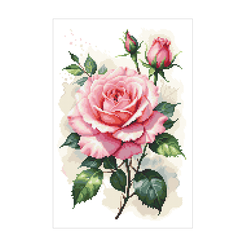 Cross stitch pattern for a phone - Pink rose