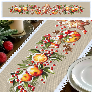 S 10569 Cross stitch pattern for a phone - Long table runner with holiday treats