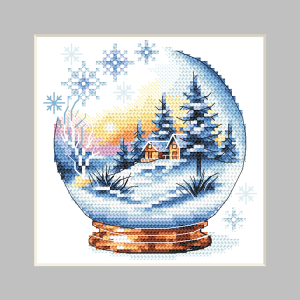 ZU 10919 Stickpackung - Weihnachtskarte - Kugel mit Aussicht