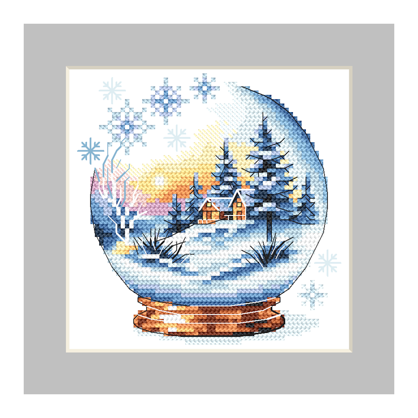 Cross stitch pattern for a phone - Christmas postcard - Christmas ball with a view