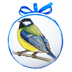 W 11044 Kreuzstichmuster PDF - Weihnachtskugel mit Meise