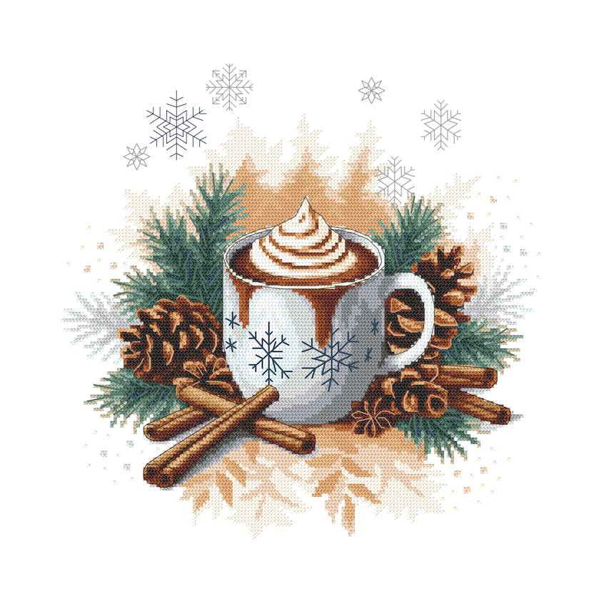 Cross stitch pattern for a phone - Winter chocolate