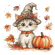 Kreuzstichmuster für Smartphone - Halloween-Kätzchen