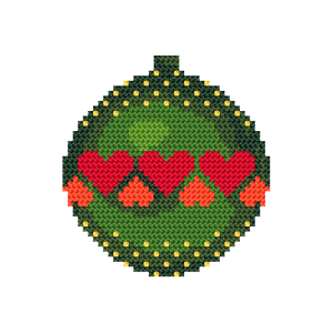 ZI 11056 Cross stitch kit with mouline and beads - Pendant - Christmas ball with hearts