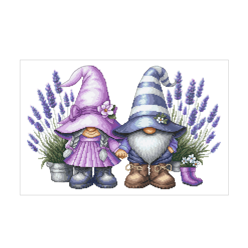 Cross stitch pattern for a phone - Lavender gnomes