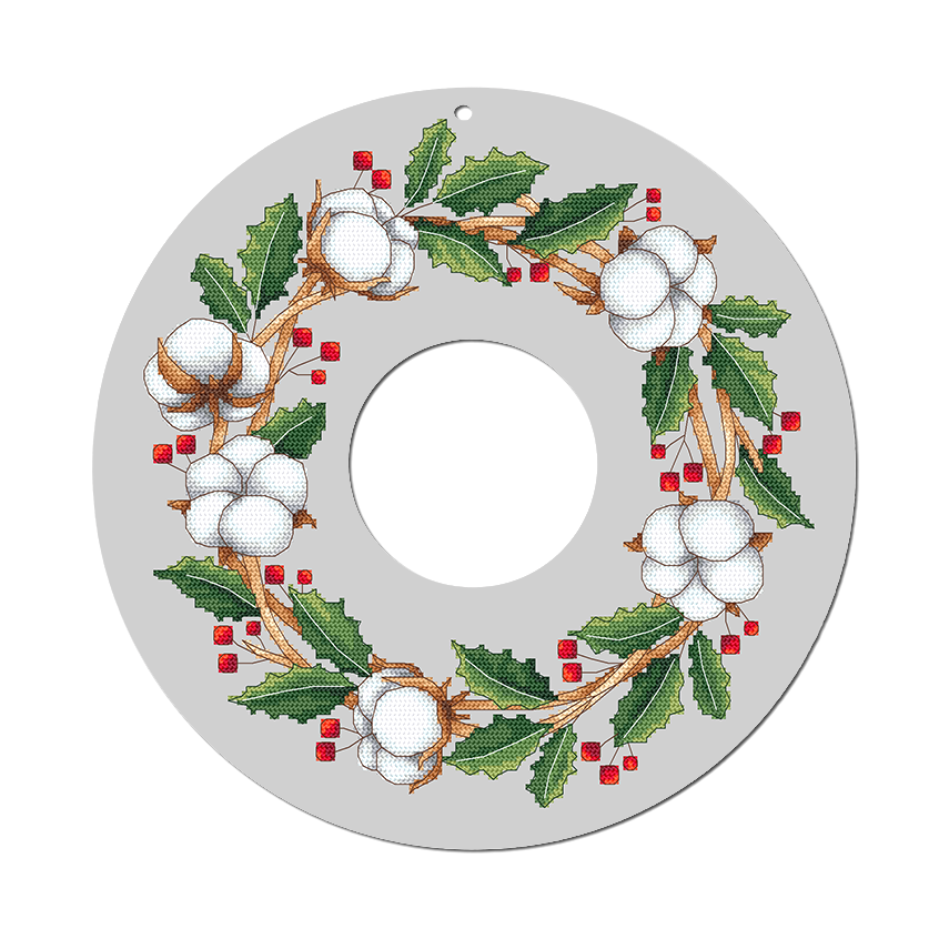 Cross stitch pattern for a phone - Cotton wreath