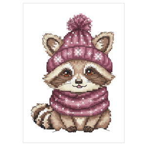 S 10936 Cross stitch pattern for a phone - Winter raccoon