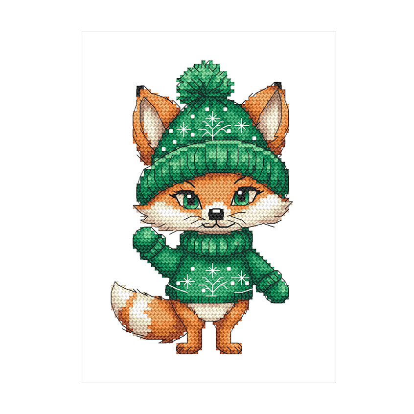 Kreuzstichmuster für Smartphone - Winterfuchs