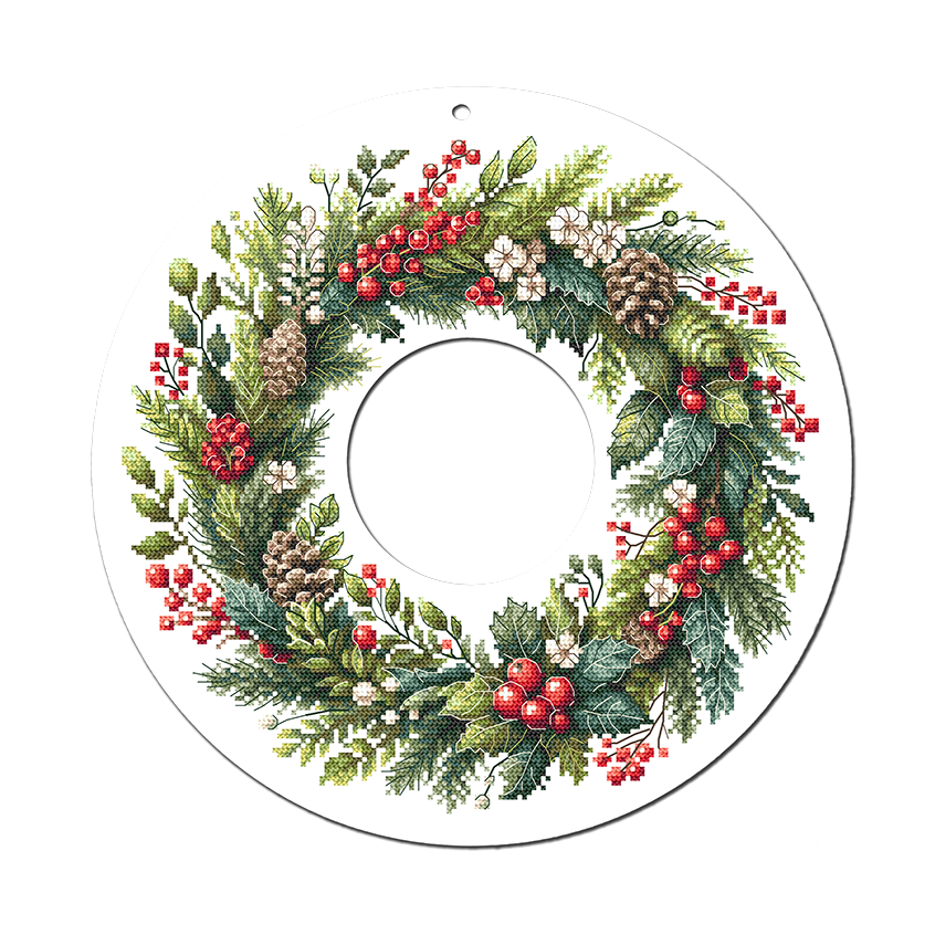 Cross stitch pattern for a phone - Winter wreath