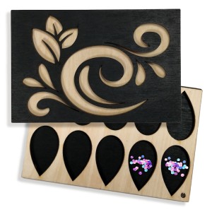 1000-03 Wooden box for beads - Floral