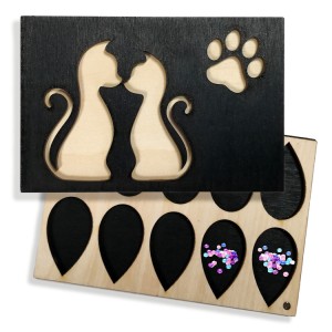 1000-04 Wooden box for beads - Cats