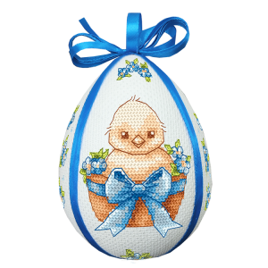 ZU 11065 Cross stitch kit - Easter egg - Chick in flowers