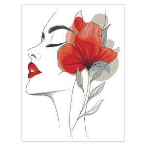 W 11078 Cross stitch pattern PDF - Woman with a flower II