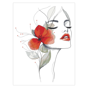 S 11077 Cross stitch pattern for a phone - Woman with a flower I