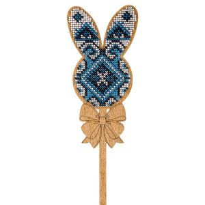 FLK-091 Bead embroidery kit on plywood - Blue bunny for a vase