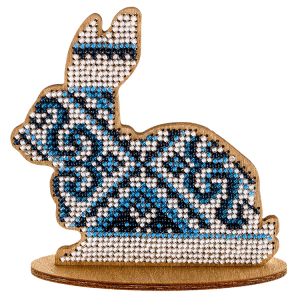 FLK-086 Bead embroidery kit on plywood - Blue bunny