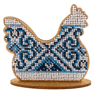 FLK-096 Bead embroidery kit on plywood - Blue hen