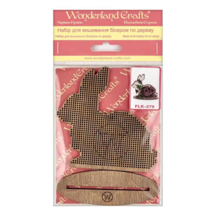 FLK-278 Bead embroidery kit on plywood - Bunny with a rose