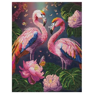 NCP 3419 Stickpackung mit Hintergrund - Rosa Flamingo-Nocturne
