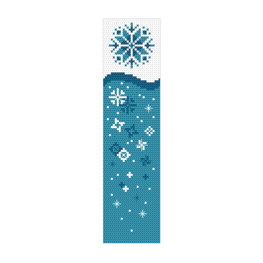 Kreuzstichmuster für Smartphone - Lesezeichen - 4 Jahreszeiten - Winter