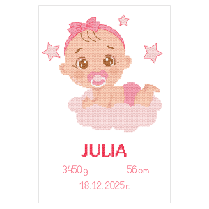 W 11122 Cross stitch pattern PDF - Birth certificate - Baby girl