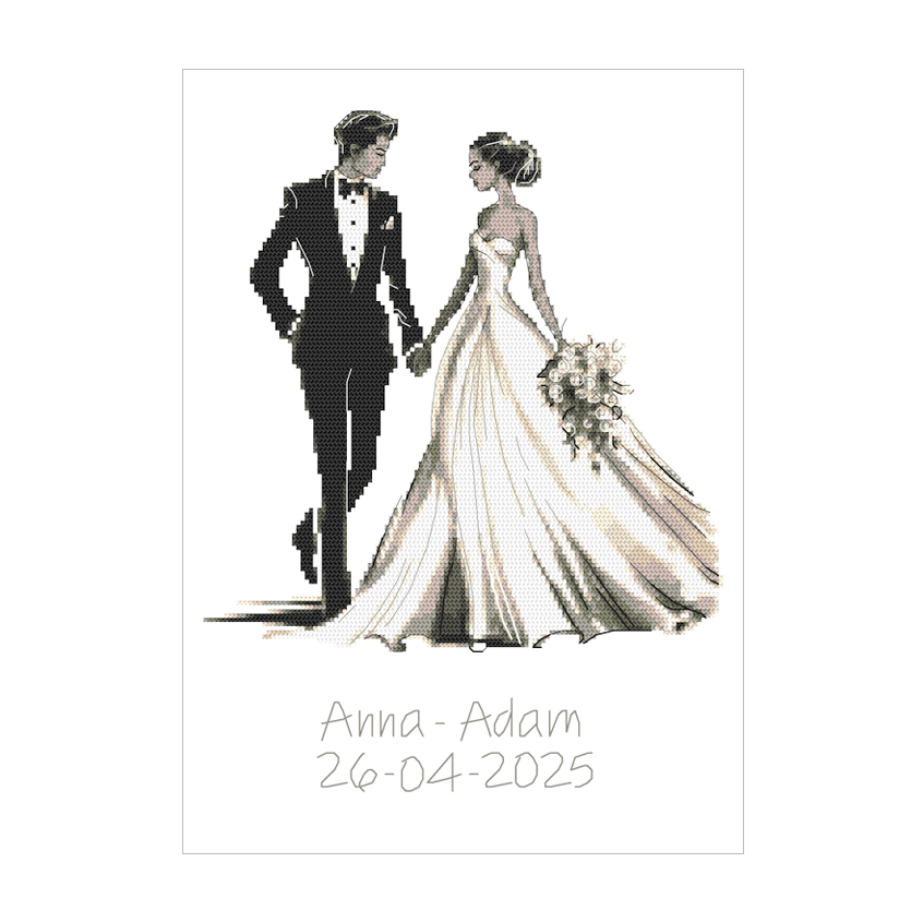 Cross stitch pattern for a phone - Wedding memory - Young Couple