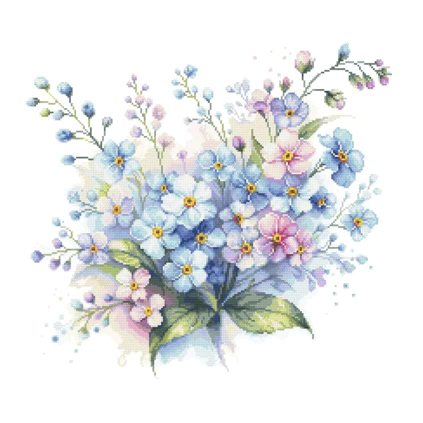 Cross stitch pattern for a phone - Forget-me-nots