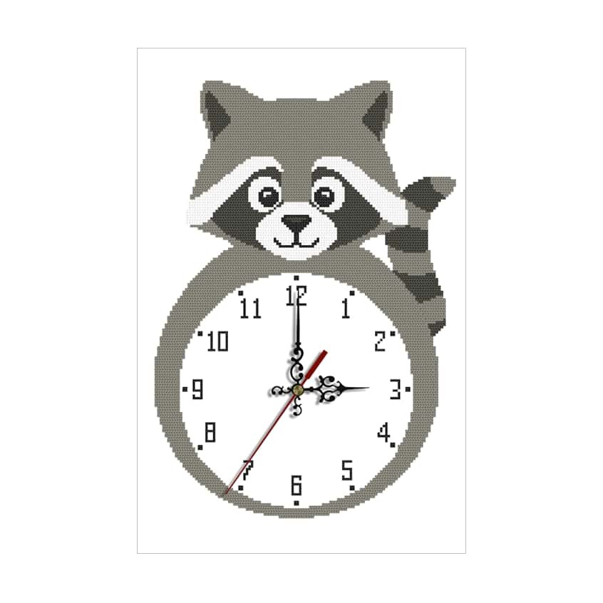 Kreuzstichmuster für Smartphone - Uhr - Waschbär