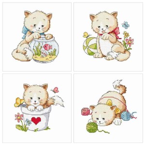 SET11 Set mit Stickpackungen - Lustige Kätzchen - 3+1 gratis
