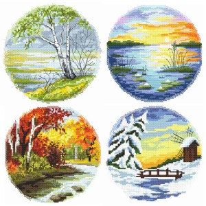 SET12 Set mit Stickpackungen - Die vier Jahreszeiten sind rund - 3+1 gratis