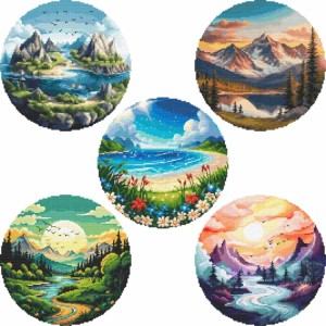 SET15 Set mit Stickpackungen - Malerische Landschaften - 4+1 gratis