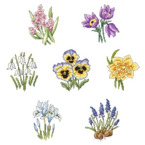 SET17 Set mit Stickpackungen - Zarte Blüten - 6+1 gratis
