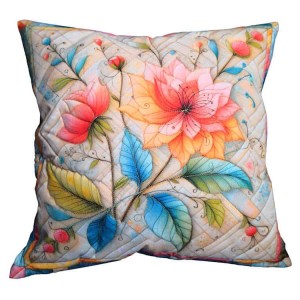 POD-04 Kissen im Patchwork-Stil - Bunte Blume