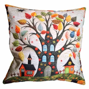 POD-06 Kissen im Patchwork-Stil - Herbstbaum