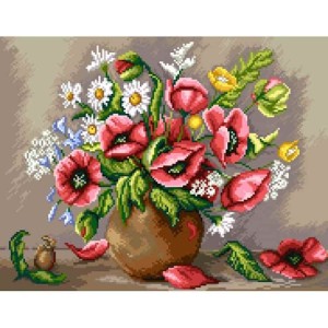 K 7143 Gobelin - Strauß Mohnblumen