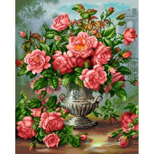 GC 7351 Kreuzstichmuster auf Papier - Rosen auf der Terrasse