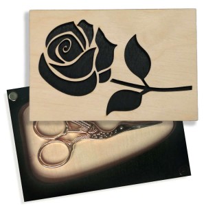 1001-02 Box aus Holz für Scheren Vogel - Rose