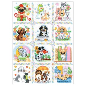RIO 2245 Cross stitch kit with yarn - Dog calendar