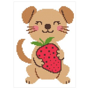 Z 11130 Cross stitch kit - Doggy with a strawberry