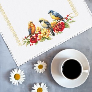 ZU 10576 Stickpackung - Serviette mit Vögeln
