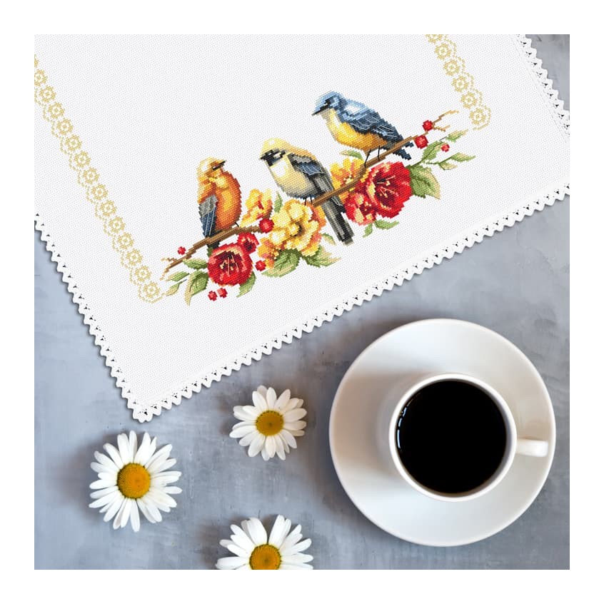Cross stitch pattern for a phone - Napkin with birds