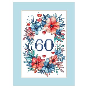 W 10964 Cross stitch pattern PDF - Birthday card with a floral arrangement